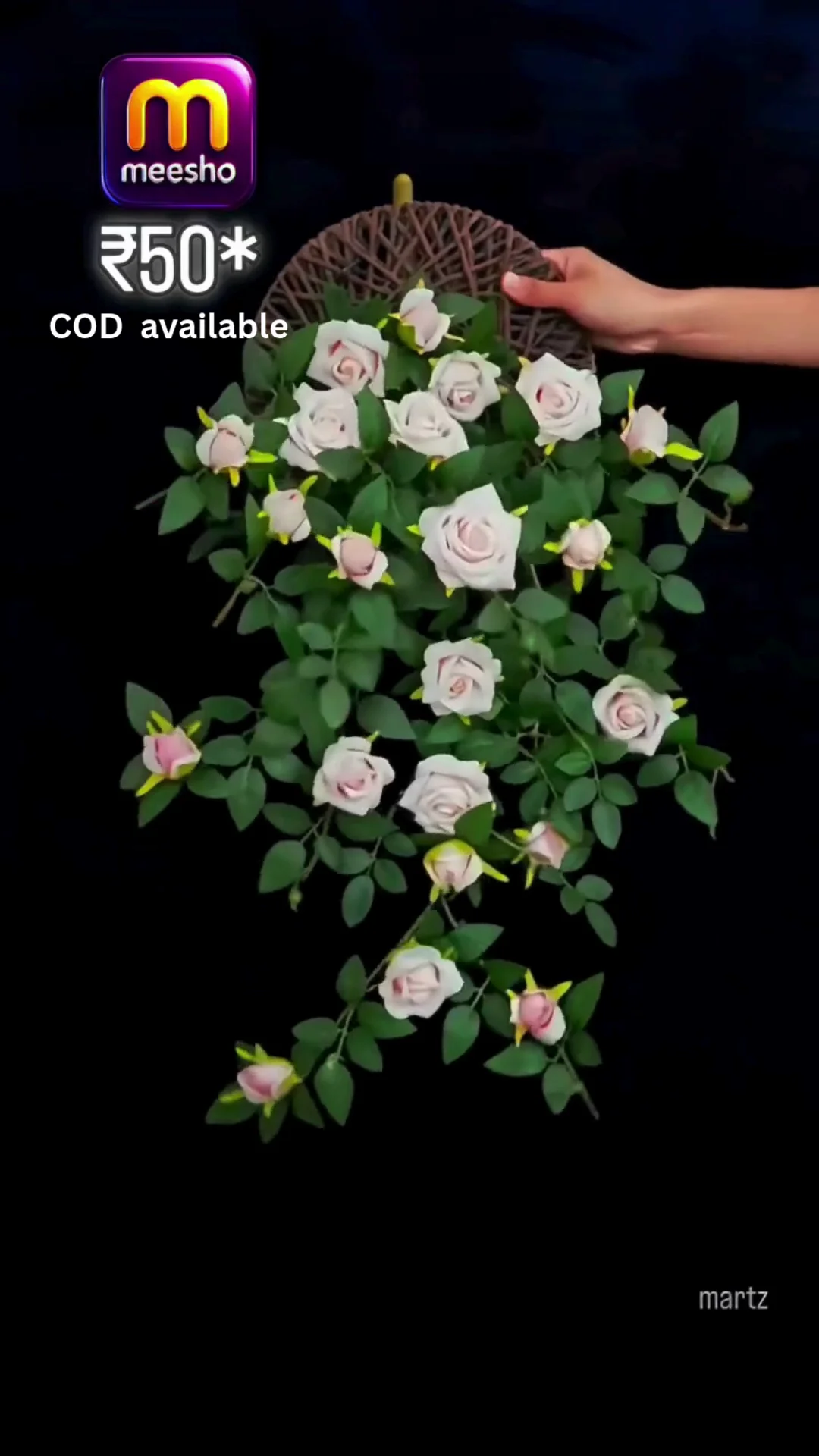 VRB Dec 1 Pcs Artificial Flower Vine Garlands Hanging Artificial Flowers for Decoration Small Peony Roses Garland (6 ft Long) Flowers Silk Peony Roses for Diwali/Ganpati/Christmas (Shaded Pink), 10 cm