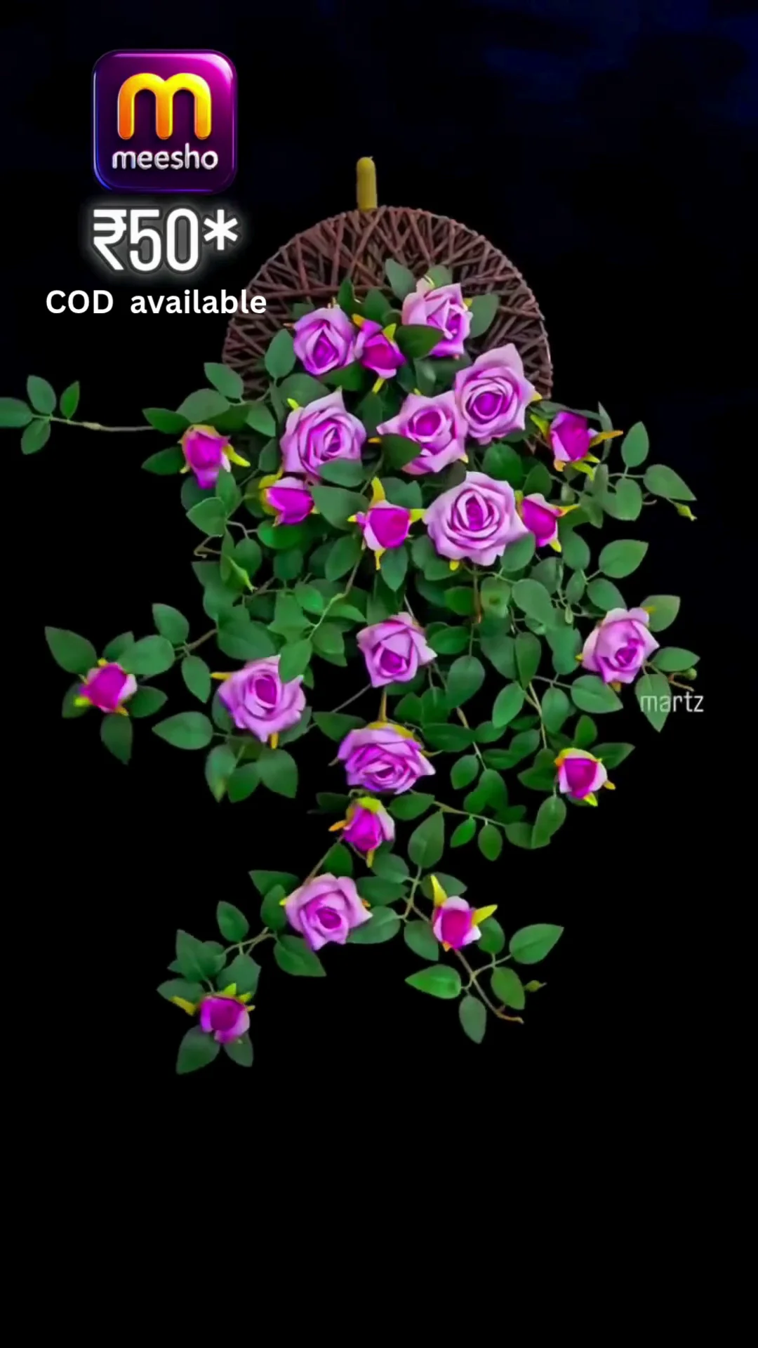VRB Dec 1 Pcs Artificial Flower Vine Garlands Hanging Artificial Flowers for Decoration Small Peony Roses Garland (6 ft Long) Flowers Silk Peony Roses for Diwali/Ganpati/Christmas (Shaded Pink), 10 cm